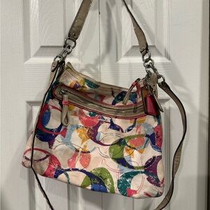 COACH monogram shoulder bag with crossbody strap